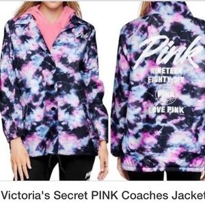 NWT VS Pink Logo Tie-Dye Rain Jacket